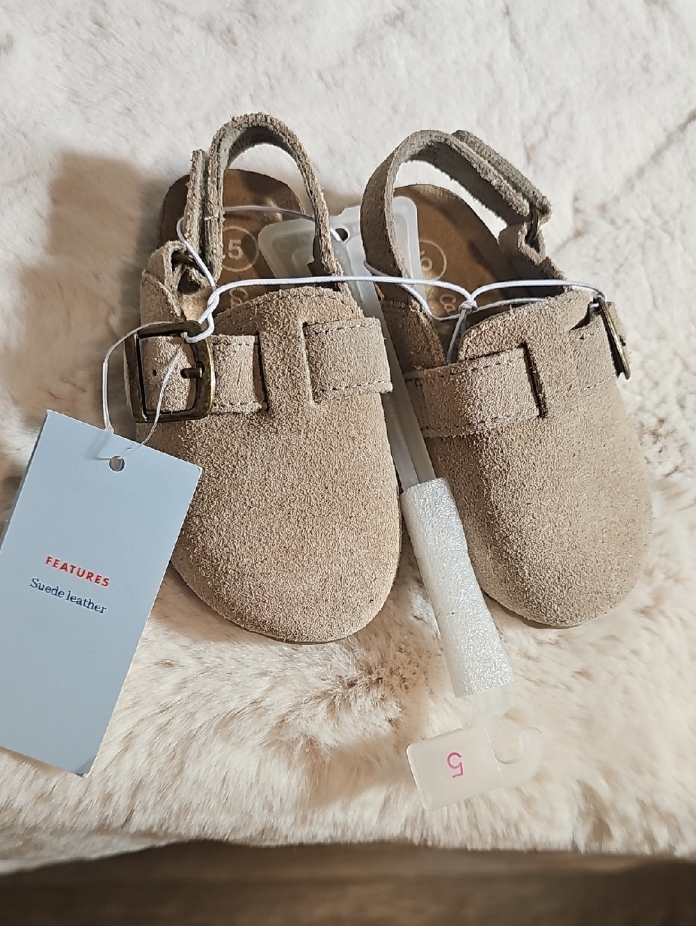 Cat & Jack Suede Buckle Baby Clogs - Taupe